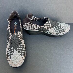 Bernie Mev Gem Yael Shoes Black & Pewter Wedge Shoes Womens US 7, UK 38
